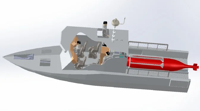 Standing height survey cabin with AUV payload