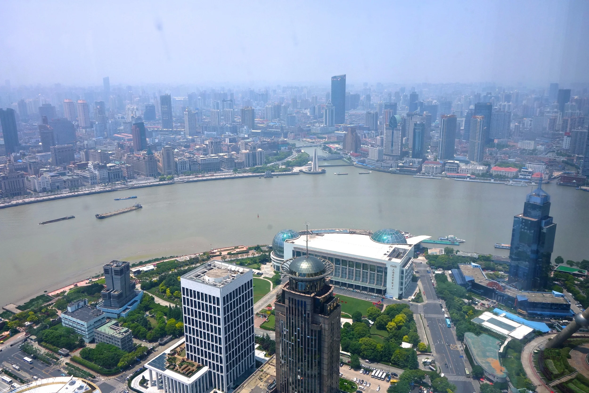 View of the bund and Puxi side from the restaurant