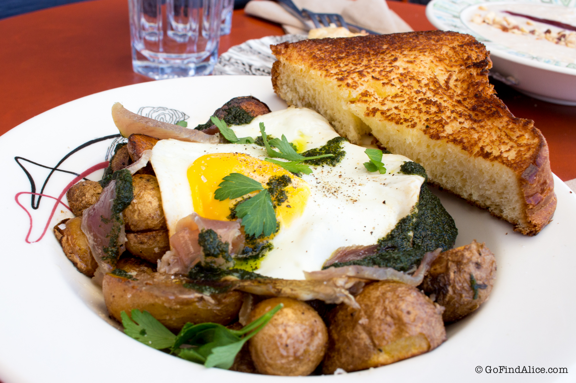 House Mojama, crispy potato, salsa verde, mint, fried egg