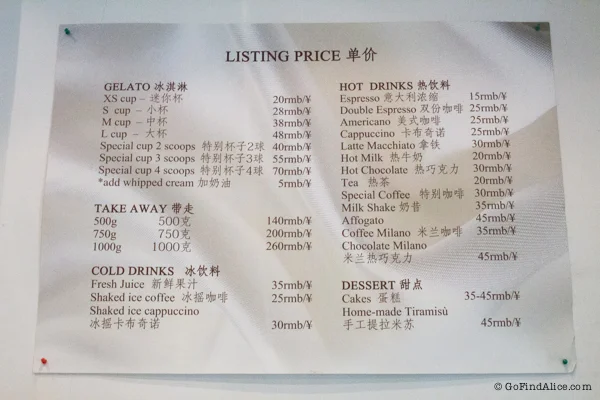 Pricing list