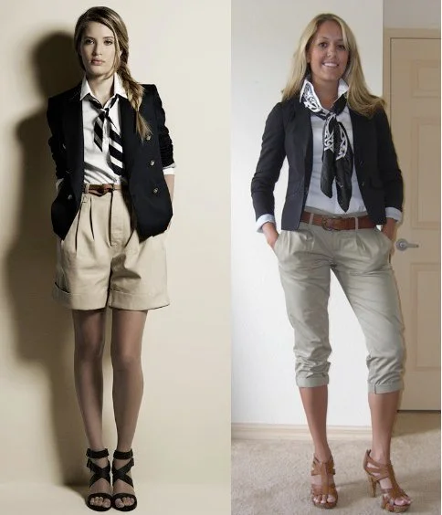 Blazer: Gap, $50 Shirt: Banana, $15 Scarf: The Limited Belt: H&M Pants: Banana, $14 Shoes: DSW/Chinese Laundry, $40 Photo left: My androgynous inspiration from Zara.com