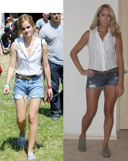 Shirt: Express Belt: Urban Outfitters, $20 Shorts: Abercrombie, $50 Oxfords: Forever 21, $12 Photo left: Emma Watson, my stylish inspiration