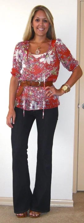 Occasion: Meetings Shirt: c/o The Unique Closet, $34 ( http://tinyurl.com/3uzv6hp ) Tank: Express, really old Jeans: Gap, $15 Belt: H&M, $20 Shoes: Chinese Laundry/DSW, $40 Necklace: Banana Republic, $20 Charm: c/o Stella &