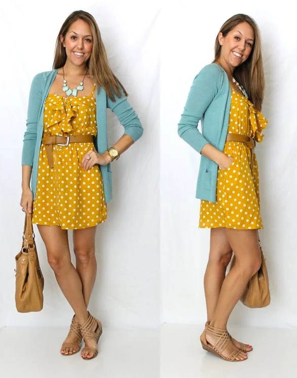 Cardigan: Banana Republic, $35 Dress: c/o LoveMode, $20 - http://bit.ly/AuQVzt (I recommend sizing up, I'm wearing a M. Also see this similar shirt - http://bit.ly/zZDLNH ) Necklace: Charlotte Russe, $9 (similar - http://bit.ly/z3D0qS ) Belt: Joe's Jeans c/o Marshalls, $20 Shoes: Diba from Nordstrom Rack, $40 Purse: Calvin Klein from TJ Maxx, $130 Rings: LOFT pink stone ring $11, My Stella & Dot website $49 Watch: Michael Kors, family gift Bracelets: Banana Republic, $10, My Stella & Dot website $49