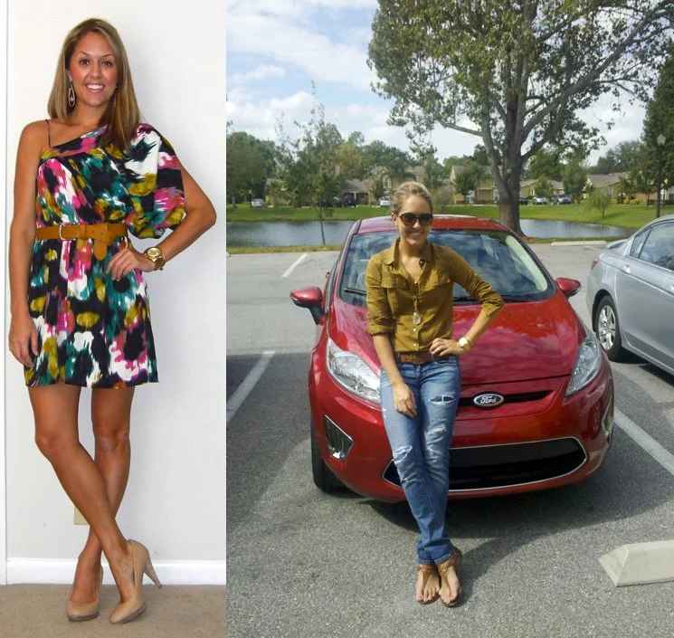 LEFT What I wore to shoot my video. Dress: TJ Maxx, $18 Belt: Joe's Jeans c/o Marshall's, $20 Shoes: Banana Republic, $22 Earrings: c/o Mikel Maia Watch: Michael Kors, family gift RIGHT My casual outfit for the trip down to Sanibel Island. Shirt: J.Crew, $14 Jeans: American Eagle, $33 Belt: H&M, $20 Sandals: Chinese Laundry from DSW, $27 Necklace: Stella & Dot