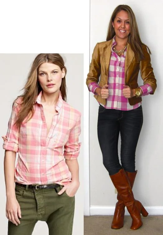 Inspiration photo: J.Crew Shirt: Old Navy, $14 (recent) Blazer: Limited, $60 Jeans: TJ Maxx, $17 Boots: Grifter c/o Chinese Laundry, $149 - http://bit.ly/tWSlYf Necklace: My Stella & Dot website, $136 - http://bit.ly/z57KJF Watch: Michael Kors, family gift