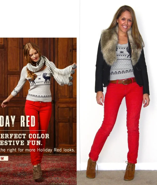 Inspiration photo: American Eagle Sweater: American Eagle, $30 Coat: LOFT, $50 Faux fur collar: H&M, $15 Pants: Gap, $20 Belt: H&M, $20 Boots: Steve Madden Tanngoo from Endless, $47 - http://bit.ly/uxpQPV