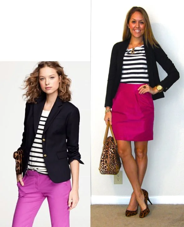Inspiration photo: J.Crew Blazer: Gap, $75 Shirt: Moda c/o MJR Sales, $10 - http://www.mjrsales.com/?ref=4 Skirt: Banana Republic, $15 (recent) Pumps: Banana Republic, $60 (recent) Purse: River Island, $60 Necklace: Stella & Dot Right hand bracelet: Banana Republic, $10 (recent) Ring: My Stella & Dot website, $49 - http://bit.ly/AhOhO4