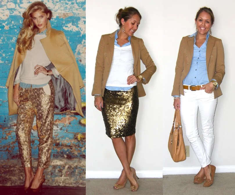 Inspiration photo: Shopbop Blazer: Express, $25 Sweater: Gap. old Shirt: Express, old Skirt: New York & Company, $25 Shoes: BCBG from Ross, $20 Earrings: Banana Republic, $10 Watch: Michael Kors, family gift - http://amzn.to/qqJe2S Bracelet: My Stella & Dot website, $49 - http://bit.ly/tXB9AY Ring: My Stella & Dot website, $49 - http://bit.ly/AhOhO4 