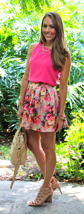 dark pink skirt outfit