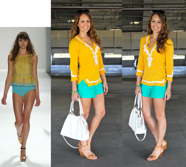 Yellow Tunic + Turquoise Shorts