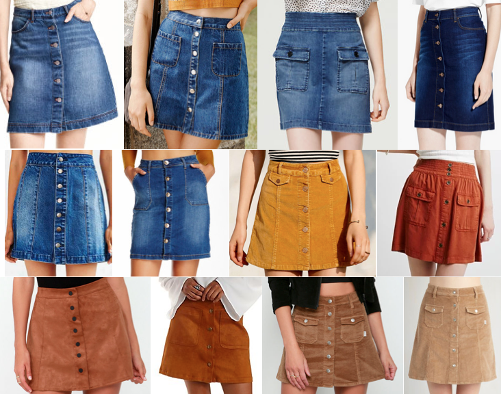 denim skirts button front