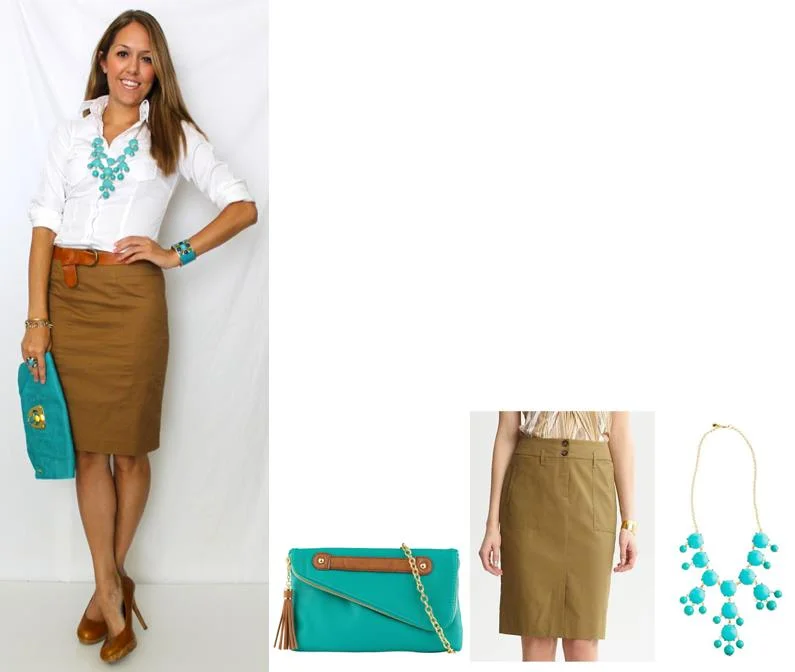 Color Combo: Camel, White and Teal