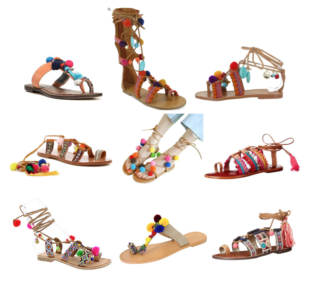 Pom pom sandals on a budget