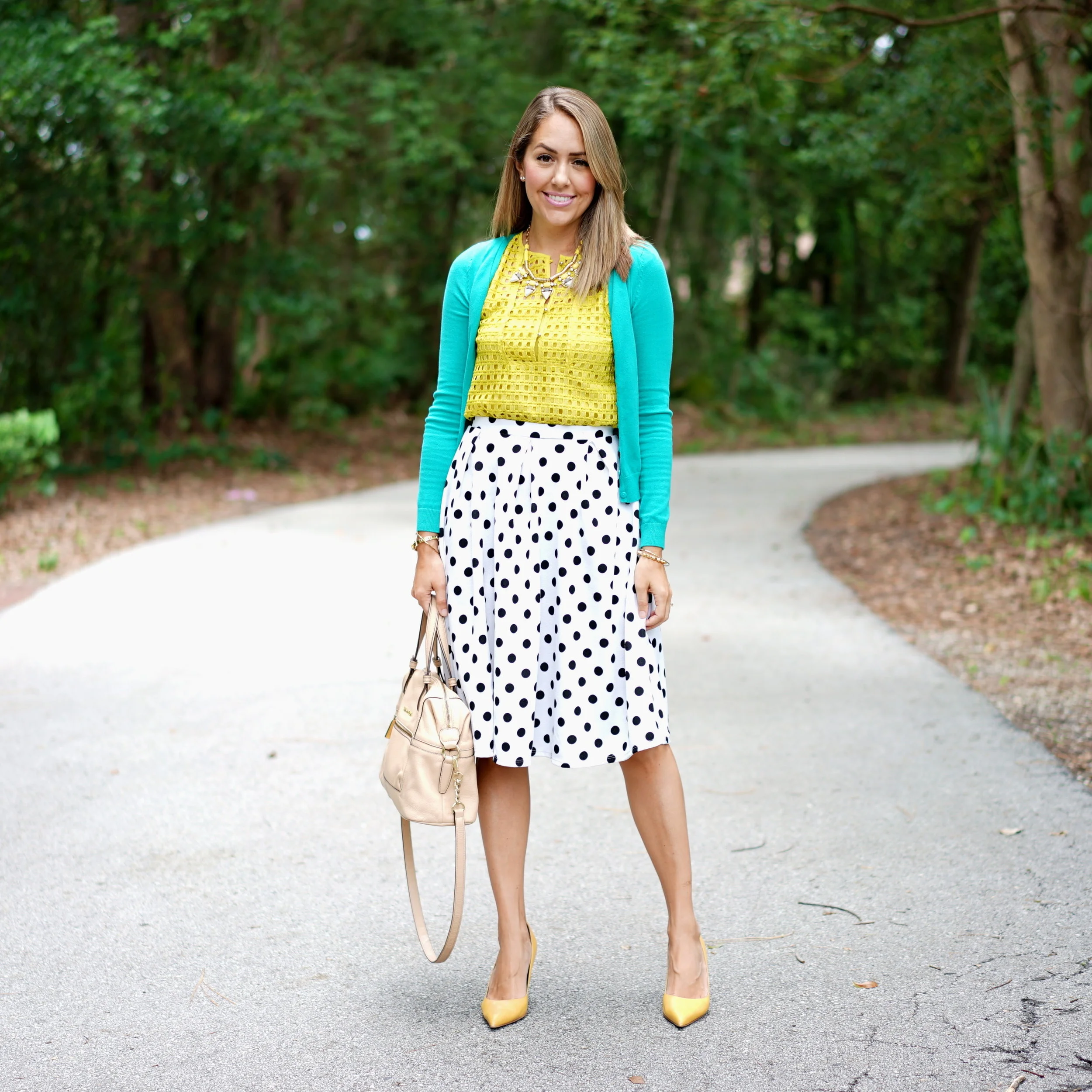 green skirt and yellow top