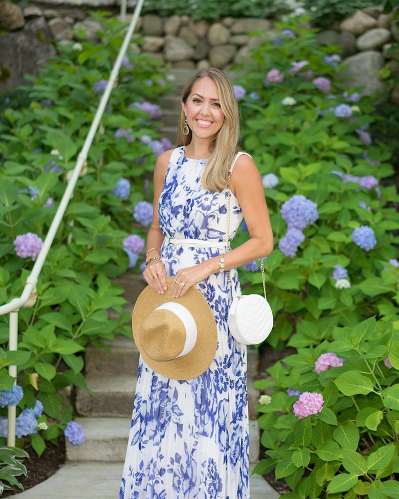 eliza j blue floral maxi dress