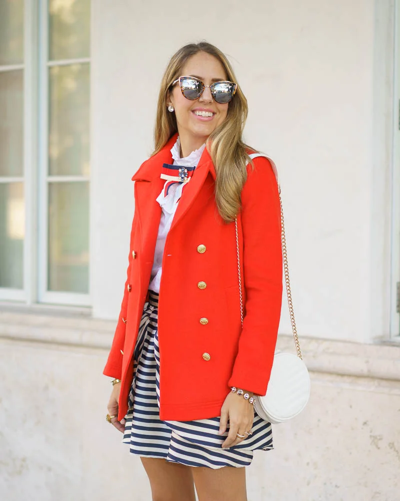 red striped skirt outfit