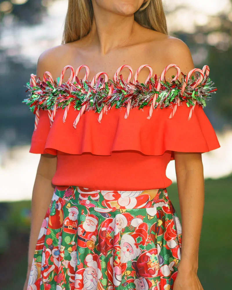 Today's Everyday Fashion Candy Cane Ugly Christmas Sweater DIY — J's