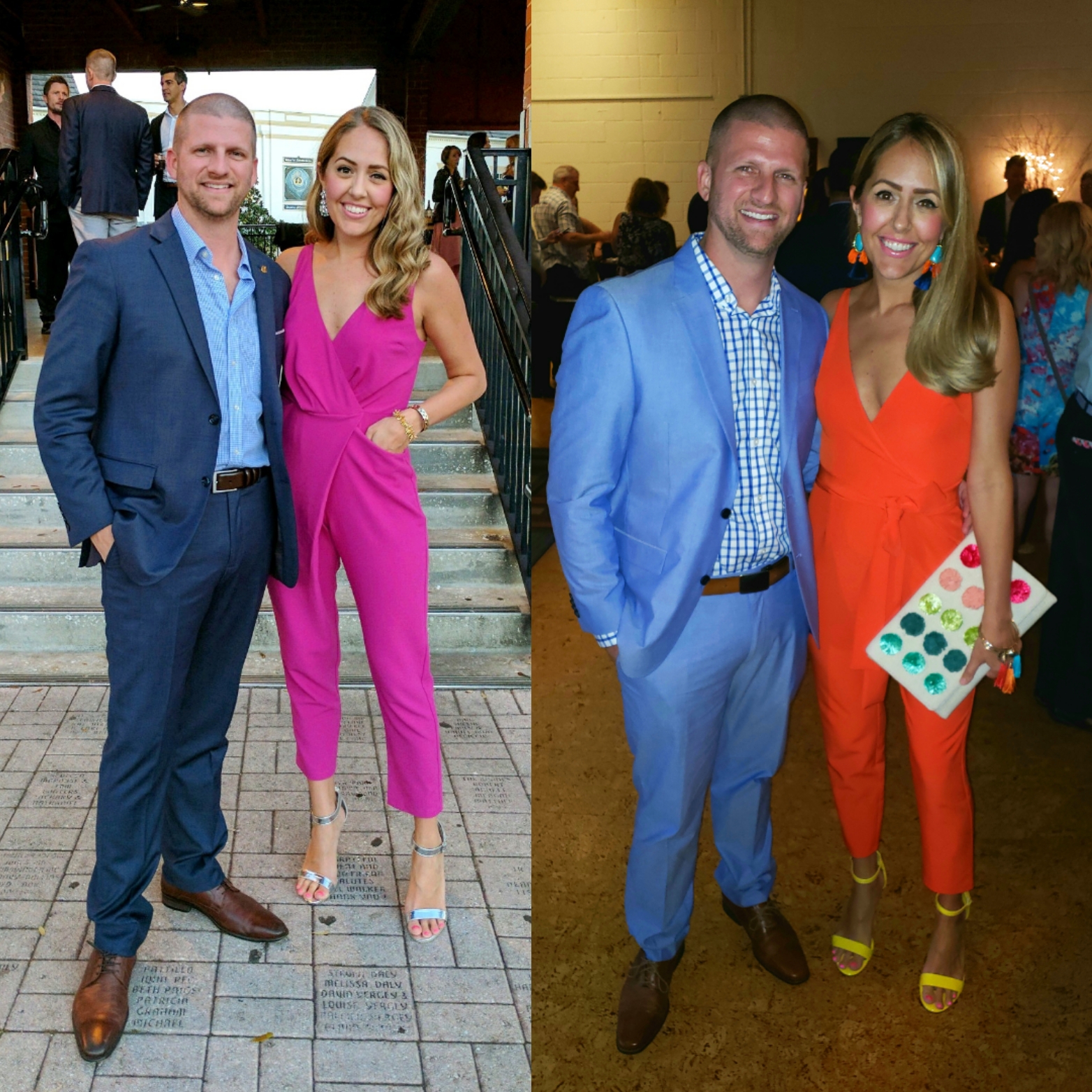 At a wedding in February 2017 (left) and Now (right)