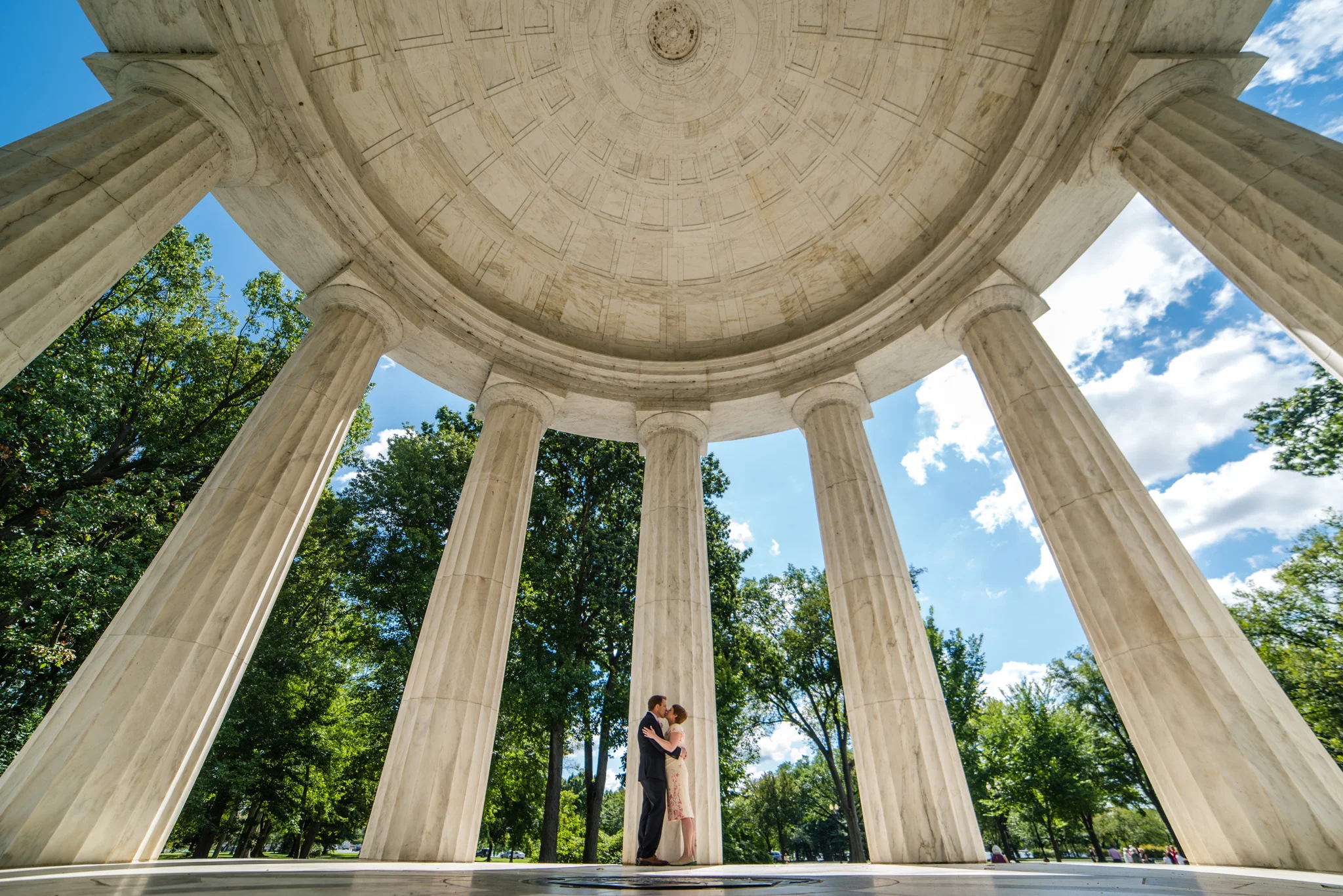  Wedding at the DC War Memorial along the Washington DC Mall. 