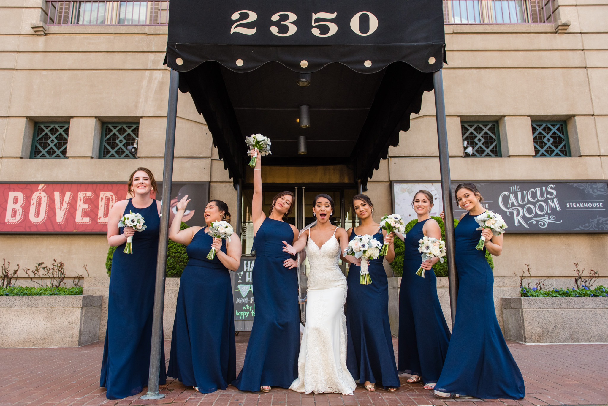 Bride and her bridesmaids in front of the Westin Georgetown DC