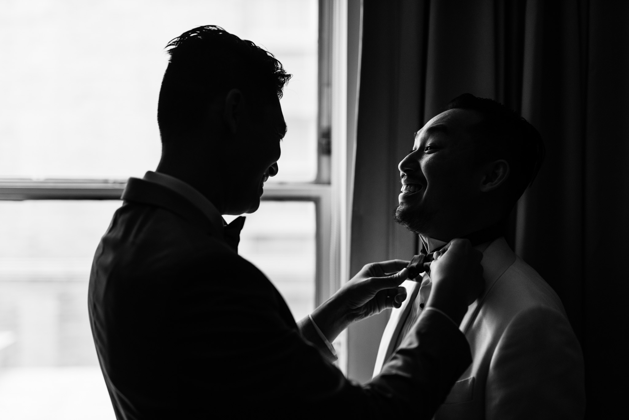 Black and white groom tie