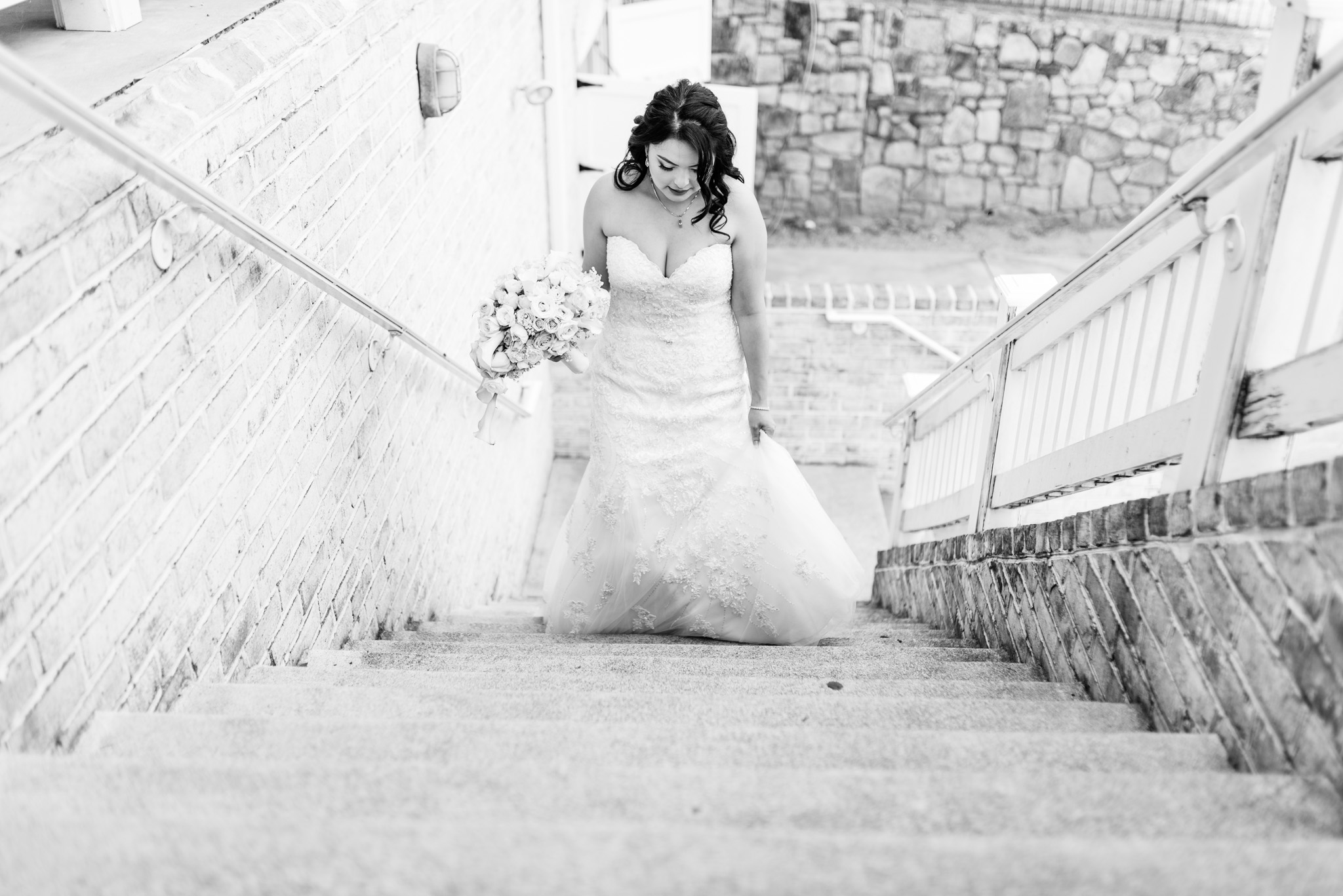 Black and white bridal portrait