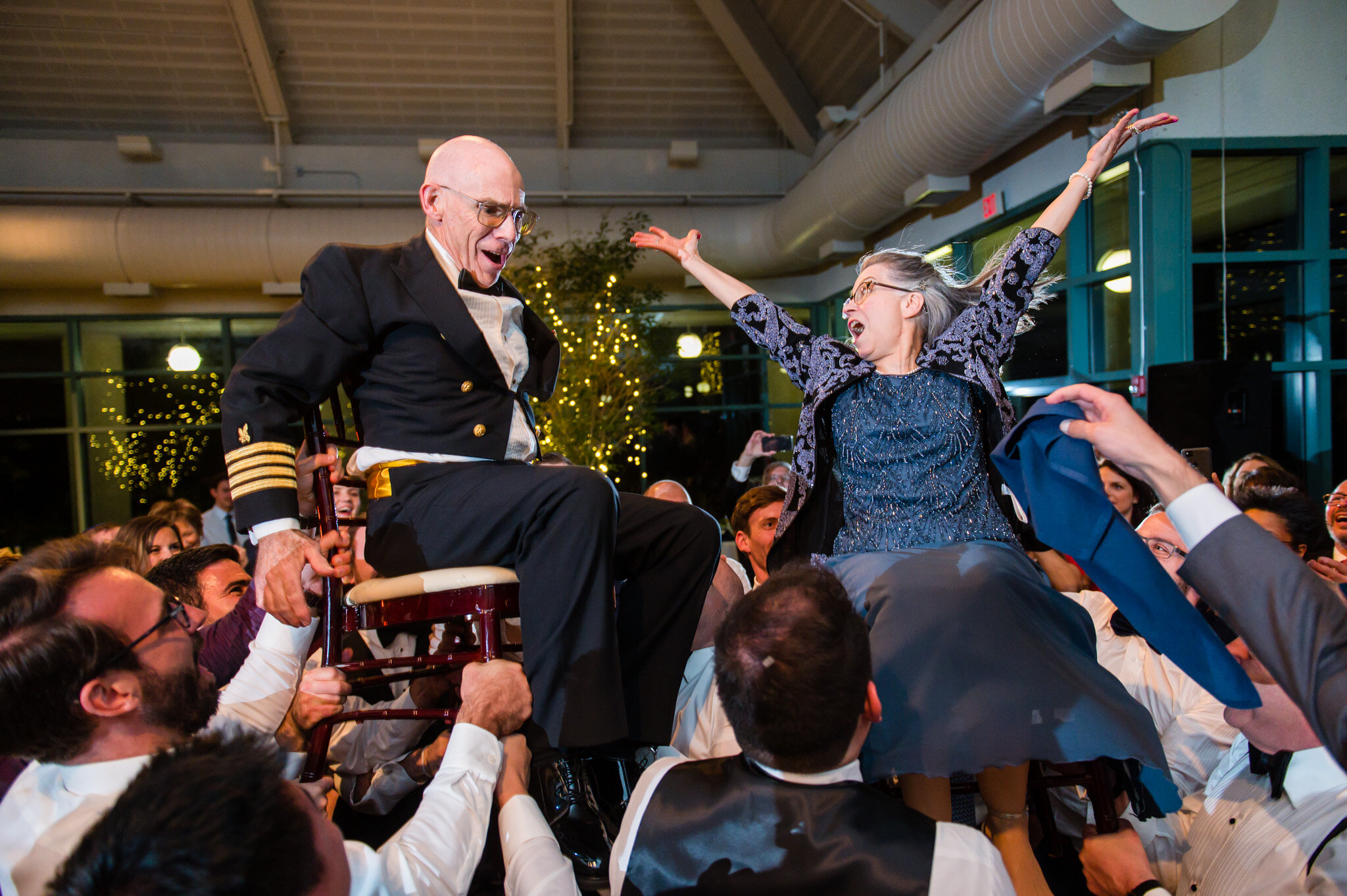 The Hora dance at a Jewish wedding reception