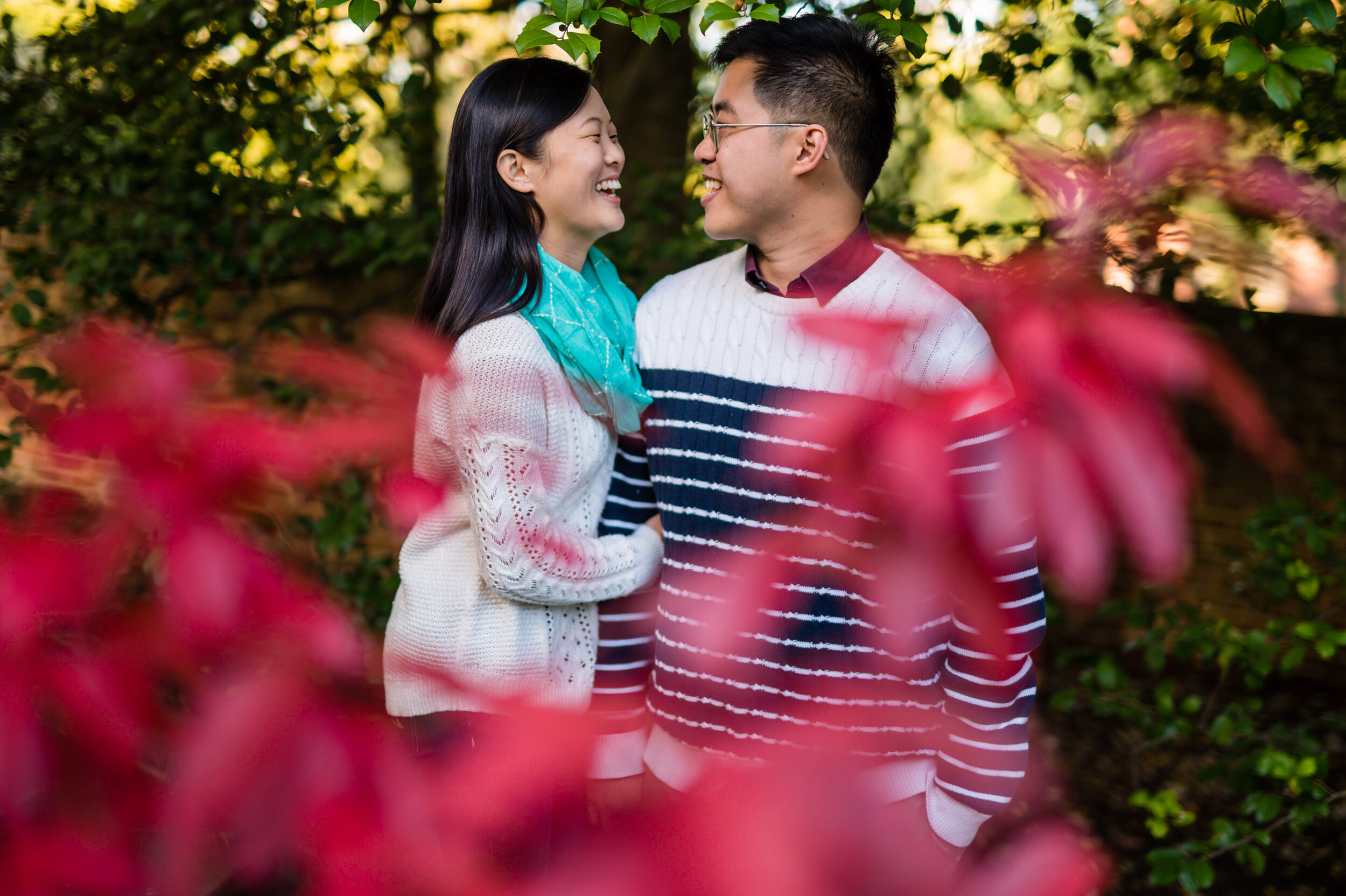 Colorful fall engagement photos at UVA