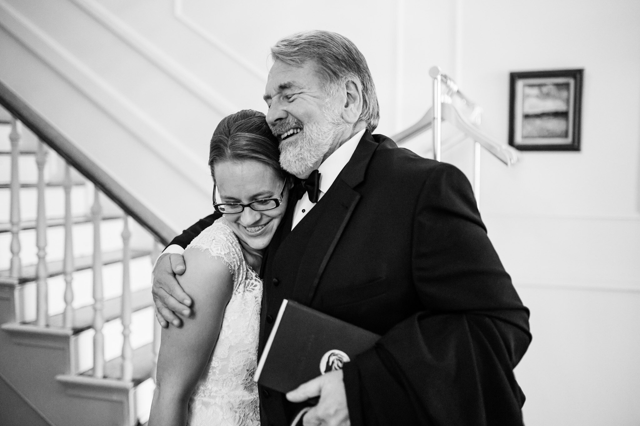 Pre-wedding father daughter hug