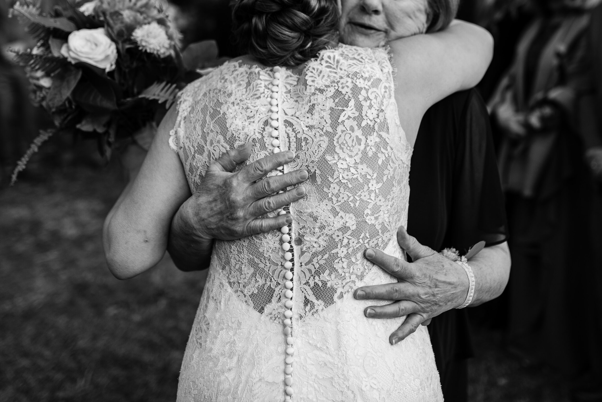 Mother daughter hug (black and white)