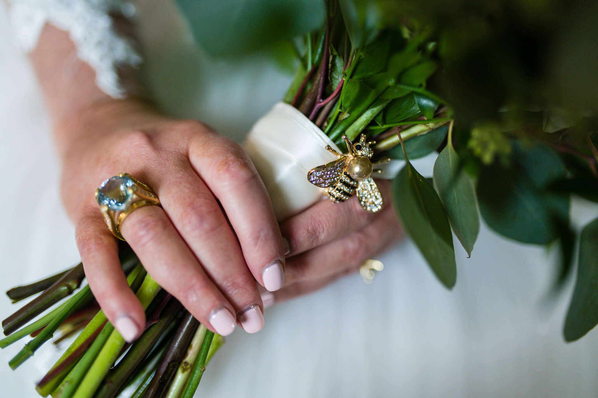 bride with her wedding bouquet