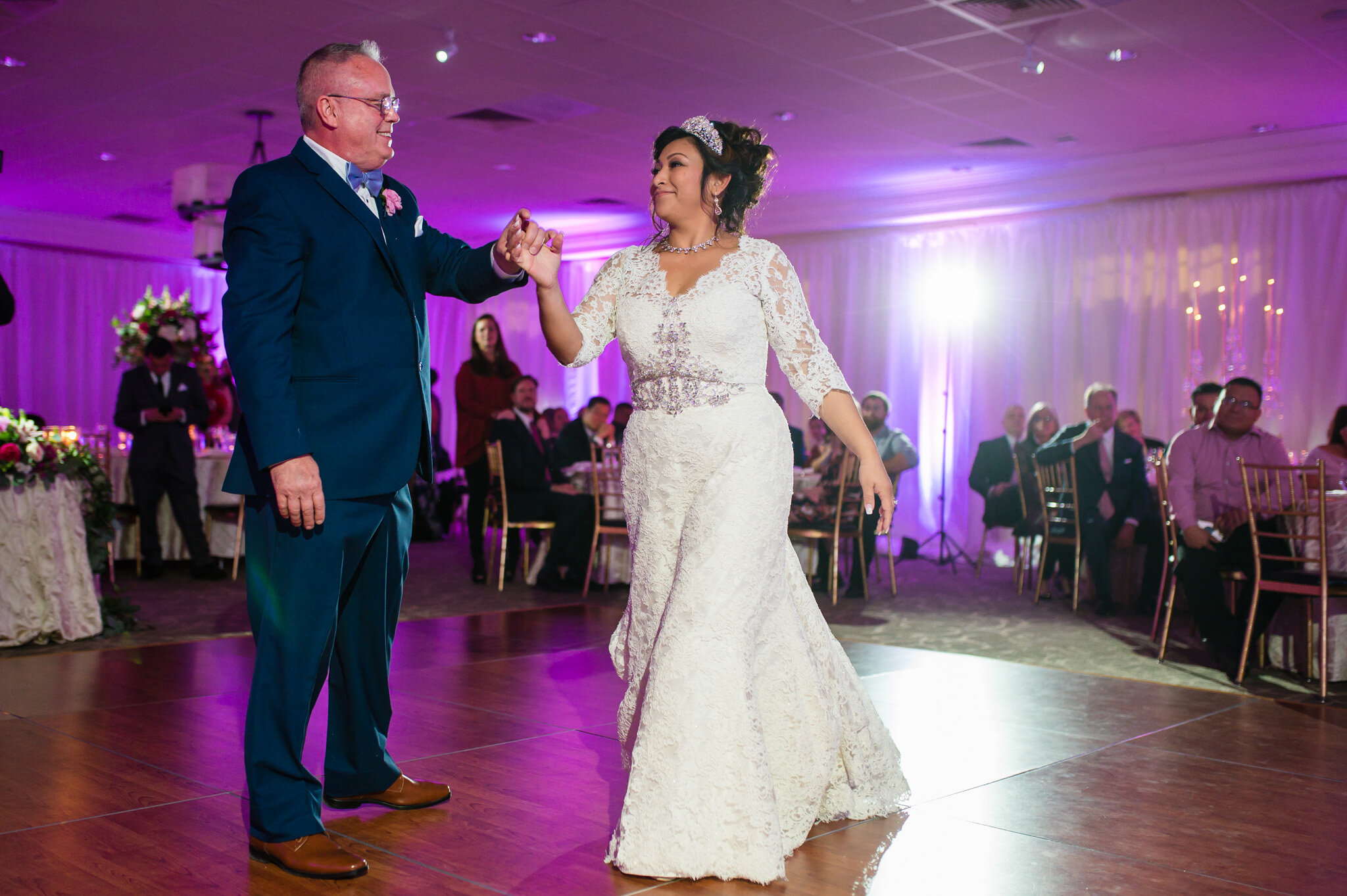 Bride and groom sharing a first dance at Belmont Country Club