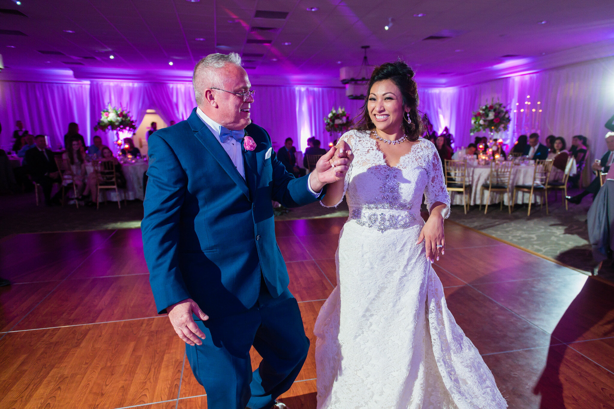 Bride and groom dancing their first dance at Ashburn Virginia wedding