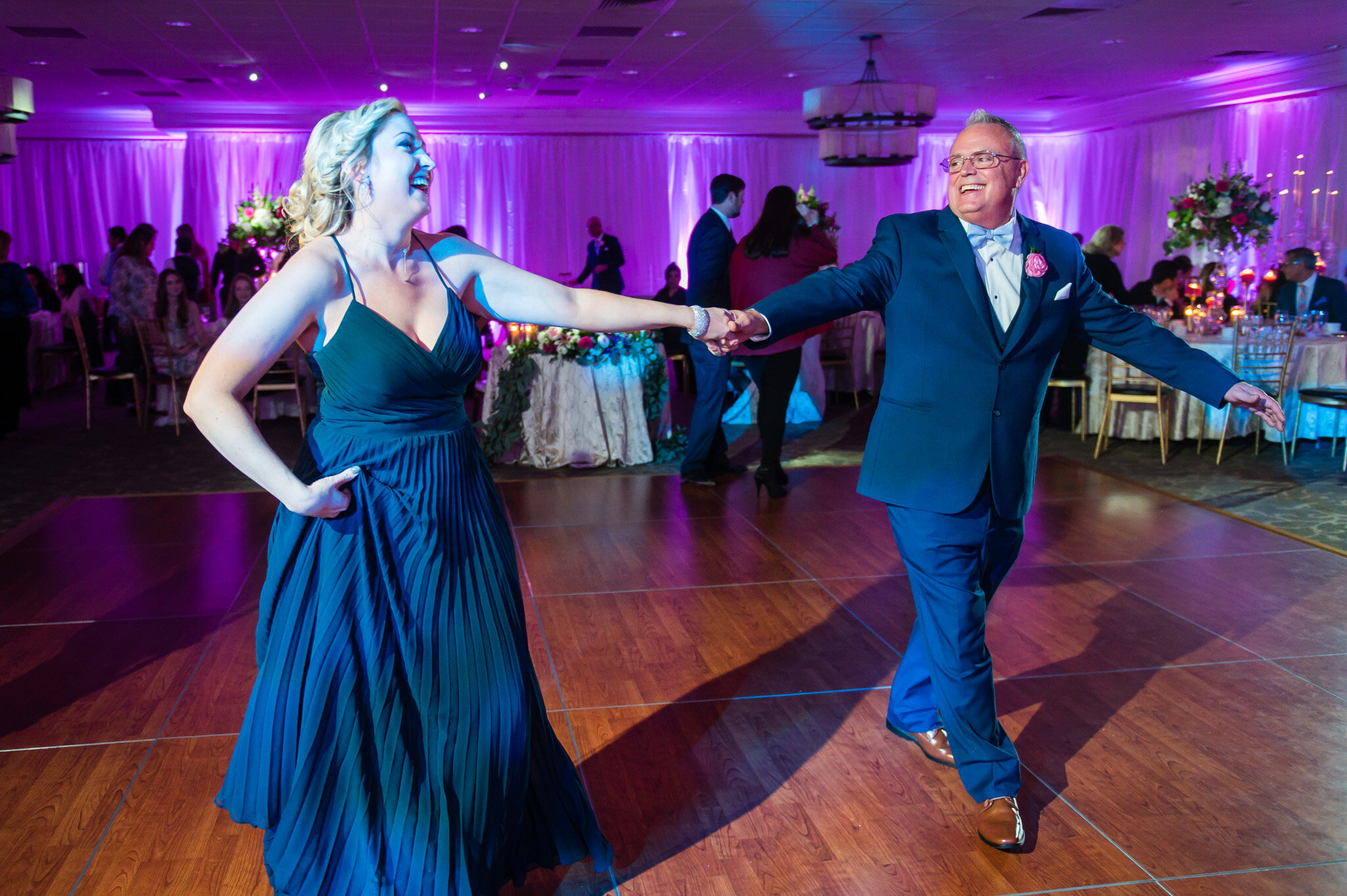 Groom and daughter dancing at wedding reception in northern virginia