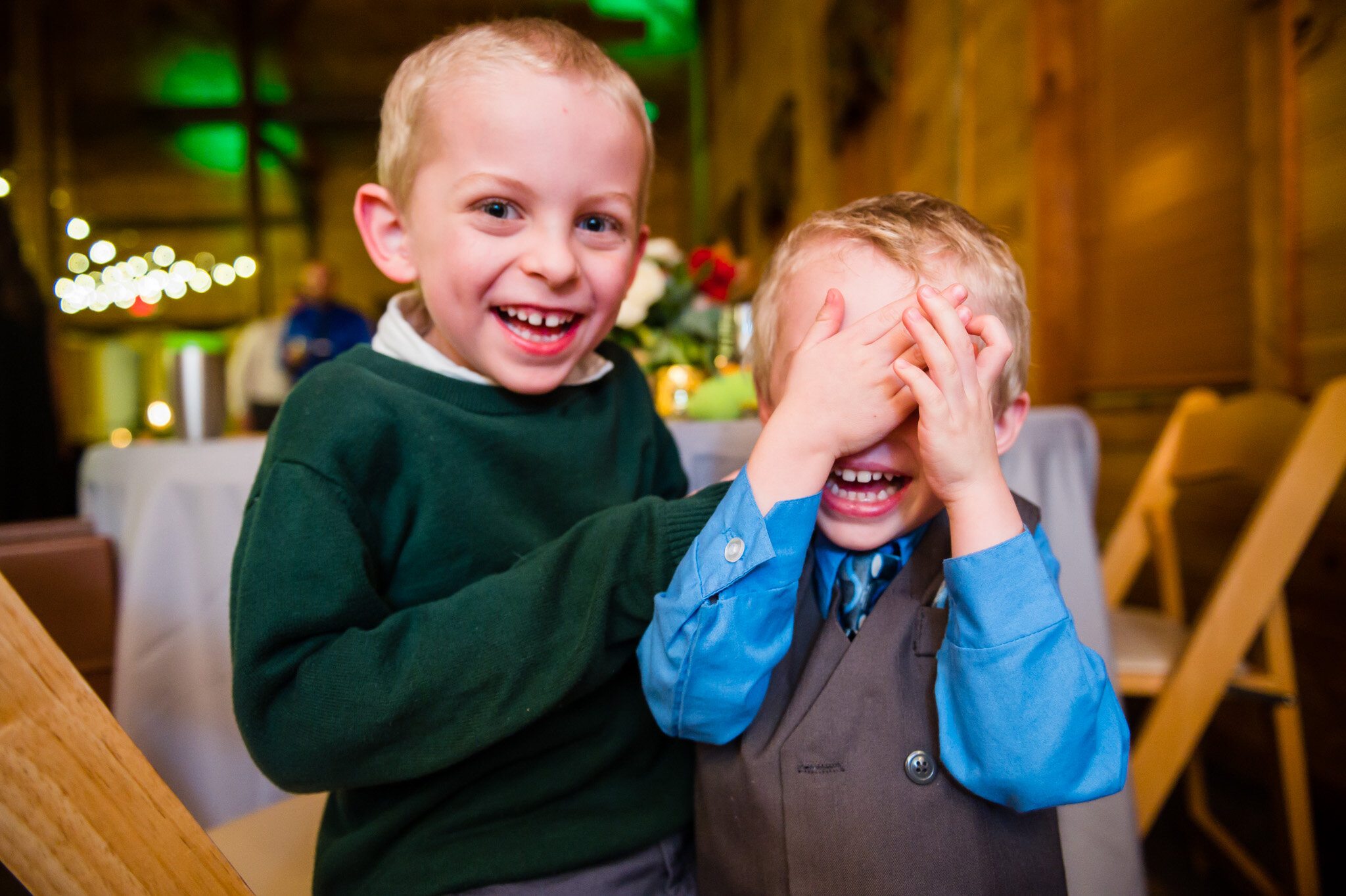 Kids playing at a wedding reception