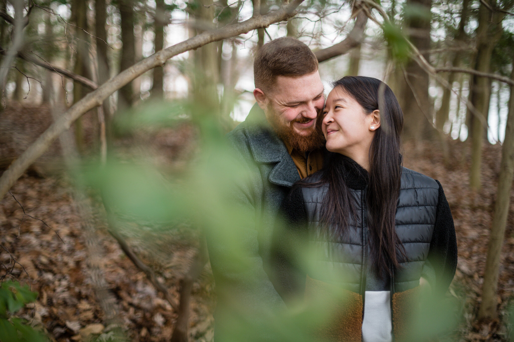 An engaged couple at their engagement session in Northern Virgina.