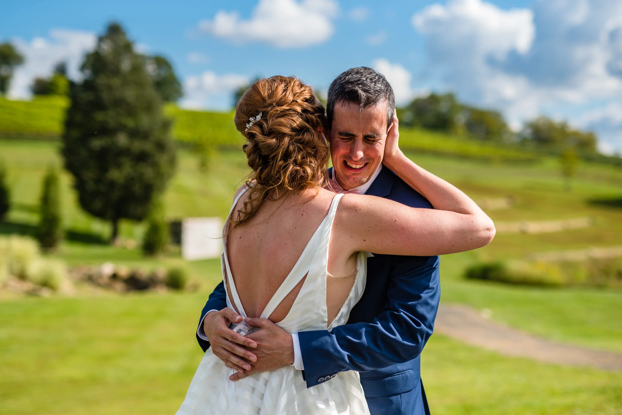  Wedding First Look at Stone Tower Winery 
