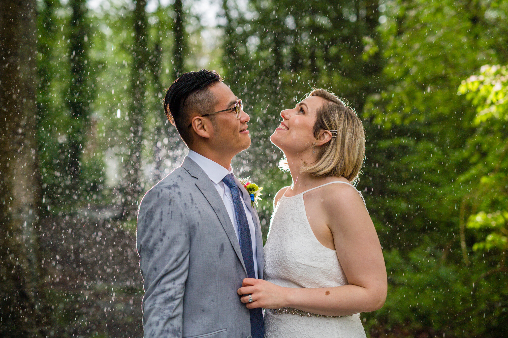 Rainy day wedding portraits