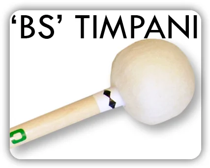 The BS timpani mallets are of the same sack-type as the MS symphonic but with 10mm birch dowels and wooden inner cores most suitably balanced for the classical repertoire. A notable addition is the BS21chamois headed stick for players who wish to impart authentic crispness and attack for music of the baroque period.