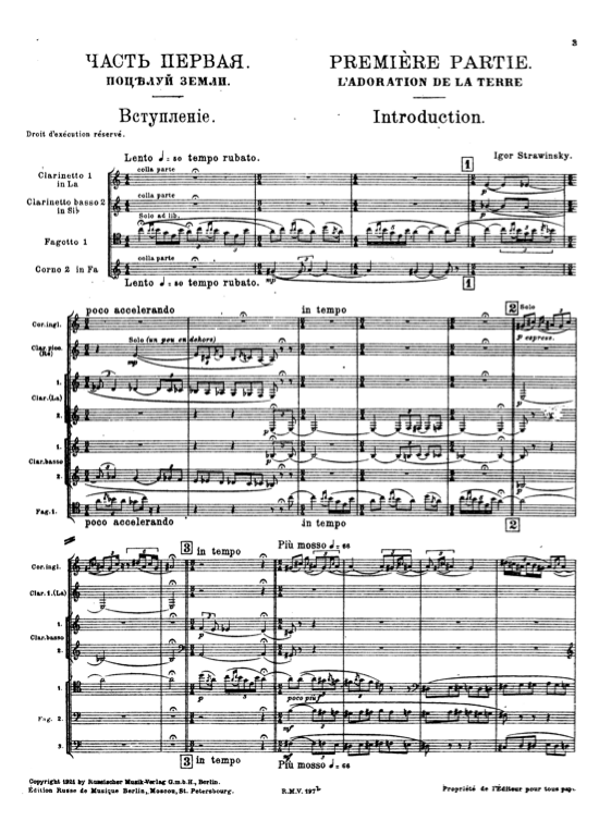 Stravinsky, The Rite of Spring, Rehearsal Numbers 0-2