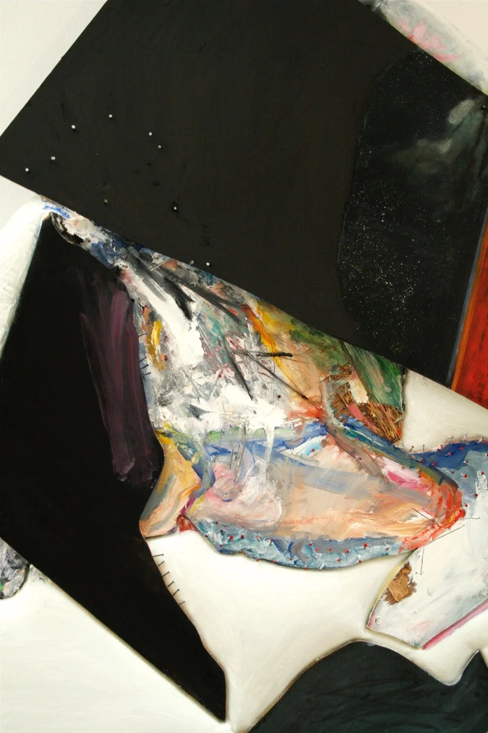 Electra (2009), clous-up of a mixed-media work by British artist Jonathan Joubert combining portraiture, object and bodily form.