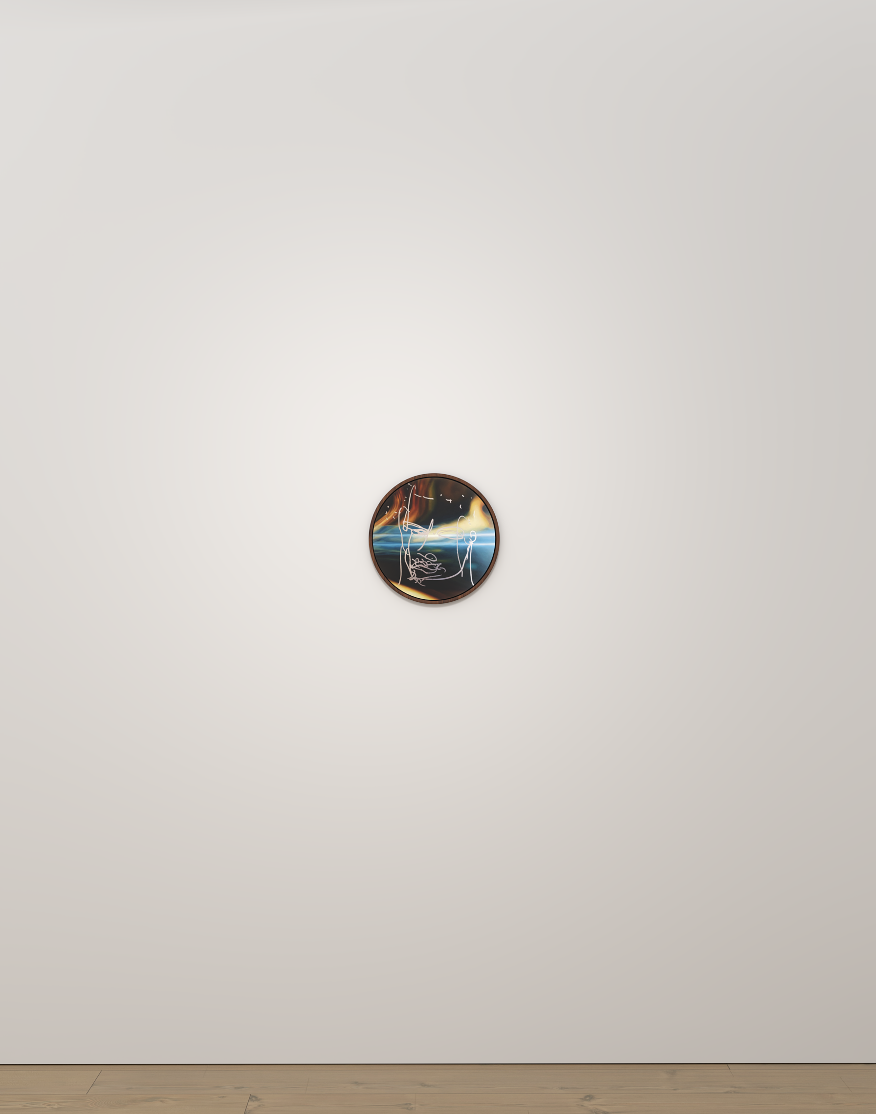 ANAXIMANDER I

- 
Oil on aluminium panel
- 
Ø : 40 cm | 15.7 inches

Walnut frame

__
Jonathan Joubert 2020