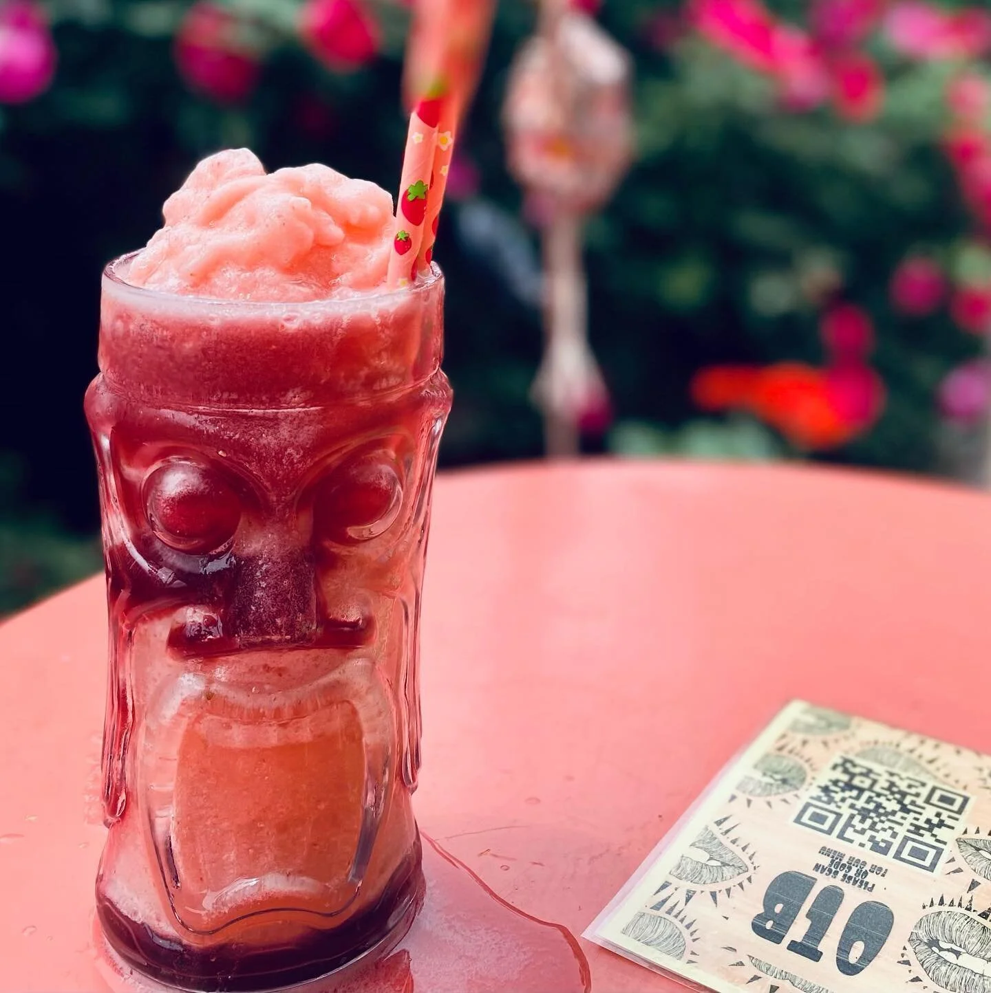 What are we gonna do tonight Brain? - Same thing we do every night Pinky, drink frosty drinks at OTB. Pinky &amp; the Brain Freeze with strawberry, lemon, vodka, &amp; blackcurrant.