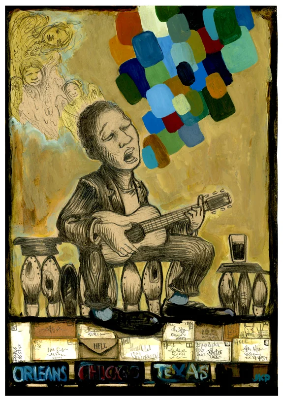 this bit of drawing was inspired by the Wood Brothers song "Postcards From Hell"