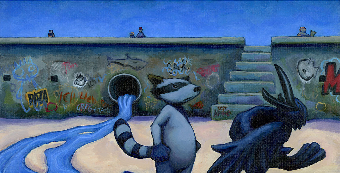 Raccoon and Crow