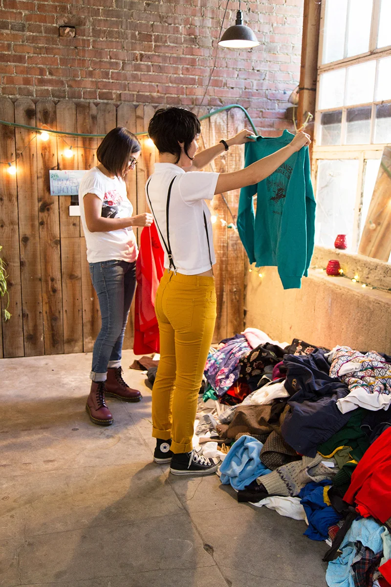 Setting up the weekend vintage sale.