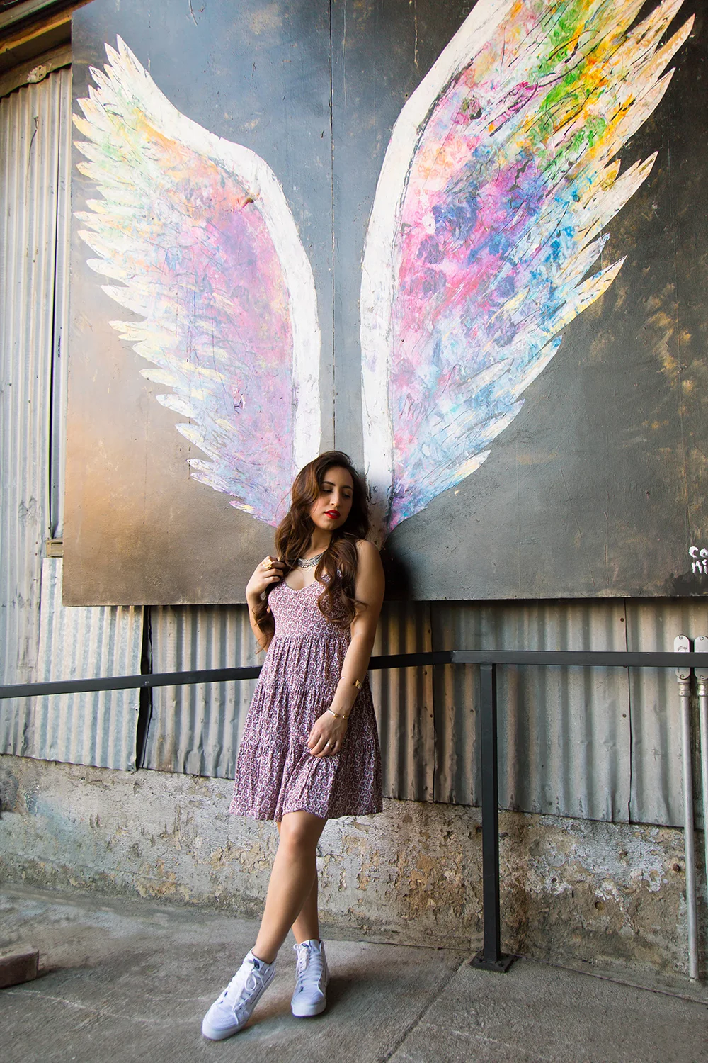 Angel wing paintings by Collette Miller can be found in the Arts District in downtown Los Angeles.