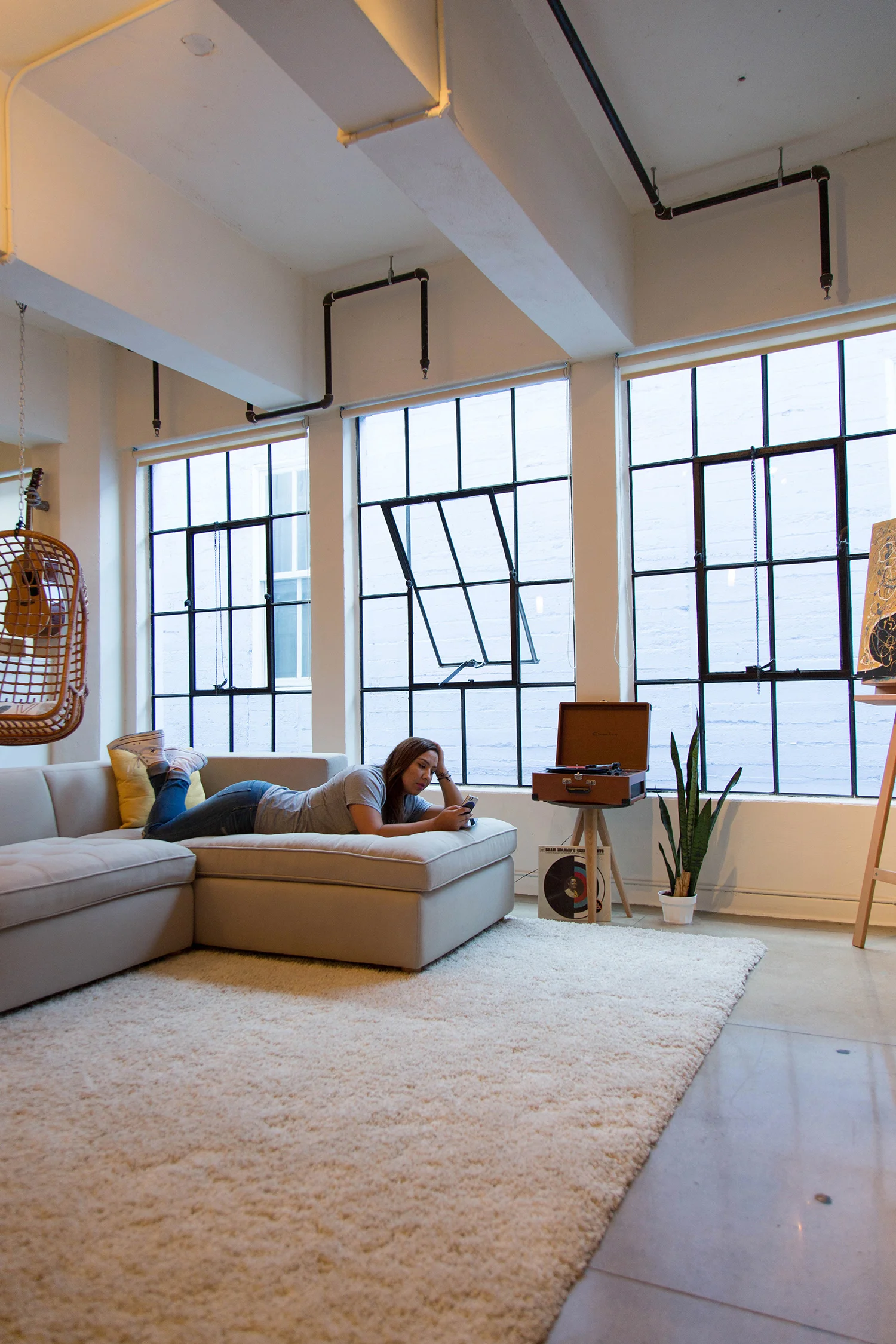 Lizette's living room and a peek at one of her paintings to the right.