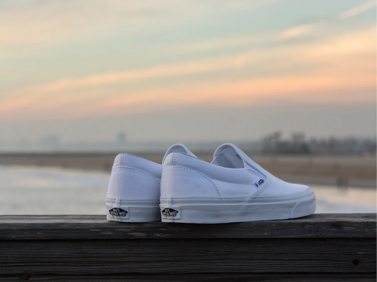 vans slip on beach